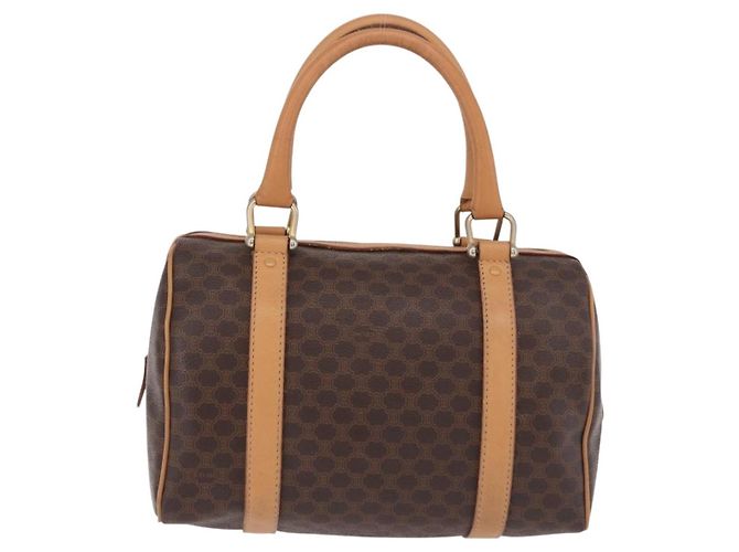 Céline CELINE Macadam Canvas Mini Boston Bag PVC Leather Brown Gold - vista 2