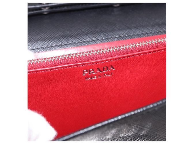 PRADA Robot Chain Shoulder Bag Saffiano Black Silver - vista 22