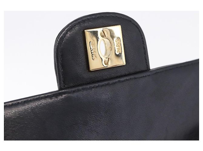CHANEL Choco Bar Line Chain Shoulder Bag Leather Black Gold CC - vista 10