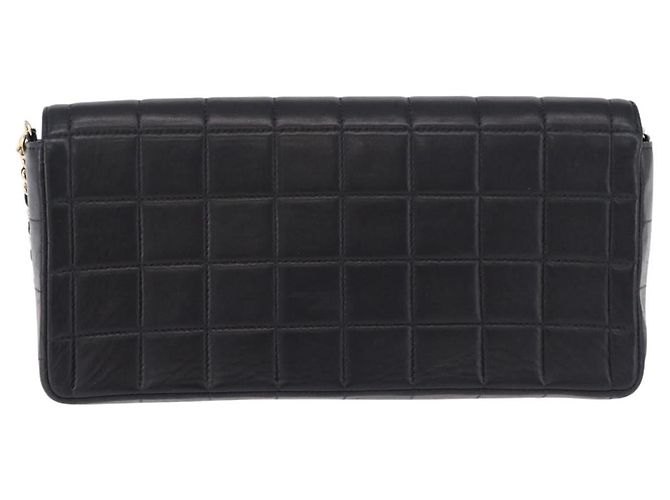 CHANEL Choco Bar Line Chain Shoulder Bag Leather Black Gold CC - vista 2
