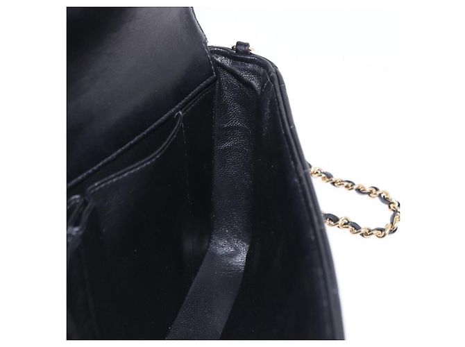 CHANEL Choco Bar Line Chain Shoulder Bag Leather Black Gold CC - vista 22