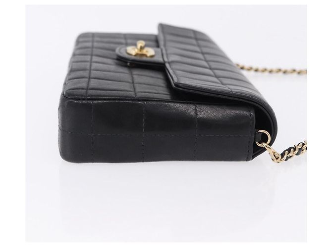 CHANEL Choco Bar Line Chain Shoulder Bag Leather Black Gold CC - vista 3