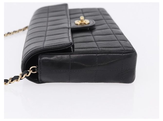 CHANEL Choco Bar Line Chain Shoulder Bag Leather Black Gold CC - vista 4