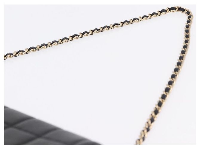 CHANEL Choco Bar Line Chain Shoulder Bag Leather Black Gold CC - vista 8