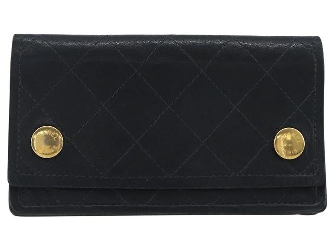 CHANEL Matelasse Chain Wallet Leather Black Gold CC - vista 13