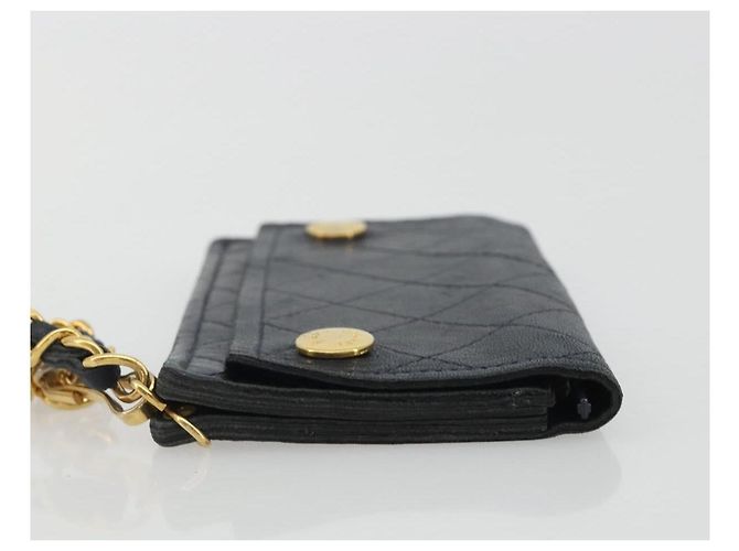 CHANEL Matelasse Chain Wallet Leather Black Gold CC - vista 3
