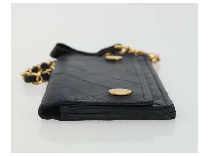 CHANEL Matelasse Chain Wallet Leather Black Gold CC - vista 4