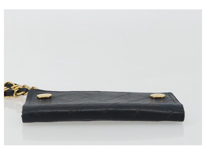 CHANEL Matelasse Chain Wallet Leather Black Gold CC - vista 5