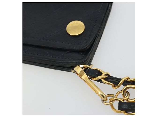 CHANEL Matelasse Chain Wallet Leather Black Gold CC - vista 7