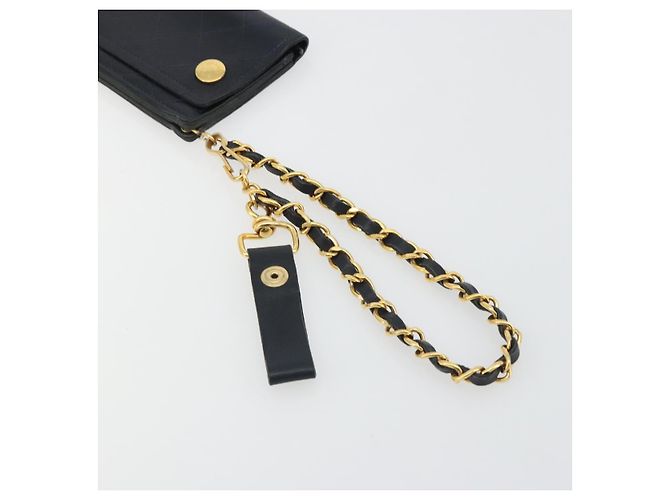 CHANEL Matelasse Chain Wallet Leather Black Gold CC - vista 8