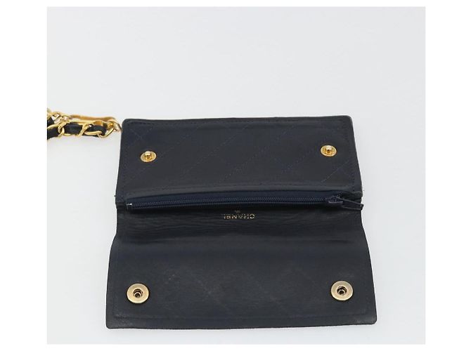 CHANEL Matelasse Chain Wallet Leather Black Gold CC - vista 9