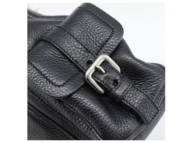 PRADA Tote Bag em couro Vittero Dino Preto Prata - vista 15