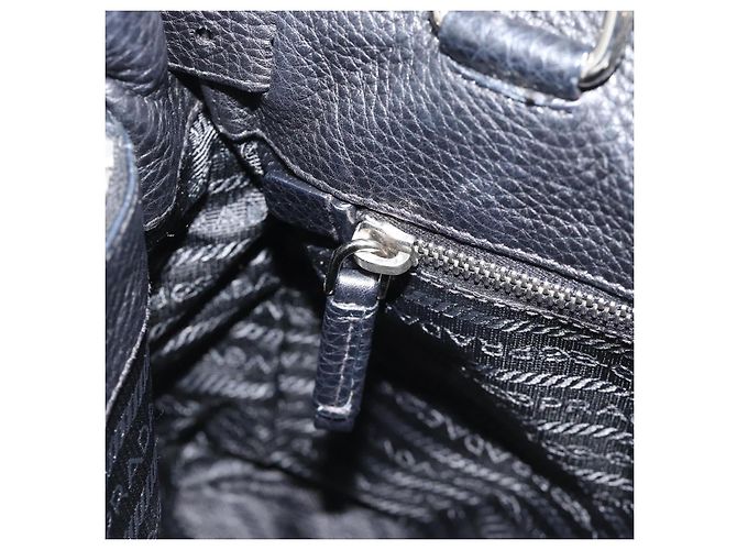 PRADA Tote Bag em couro Vittero Dino Preto Prata - vista 20