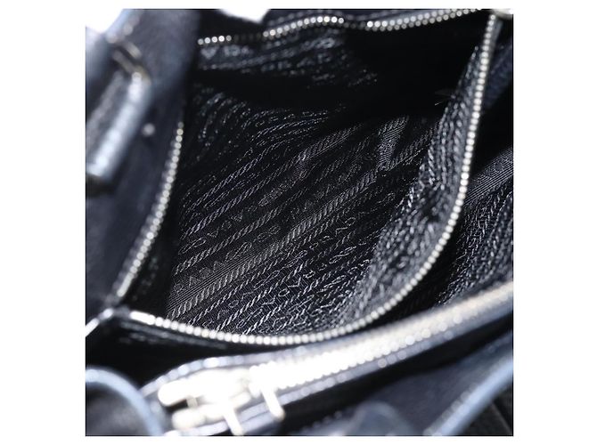 PRADA Tote Bag em couro Vittero Dino Preto Prata - vista 21