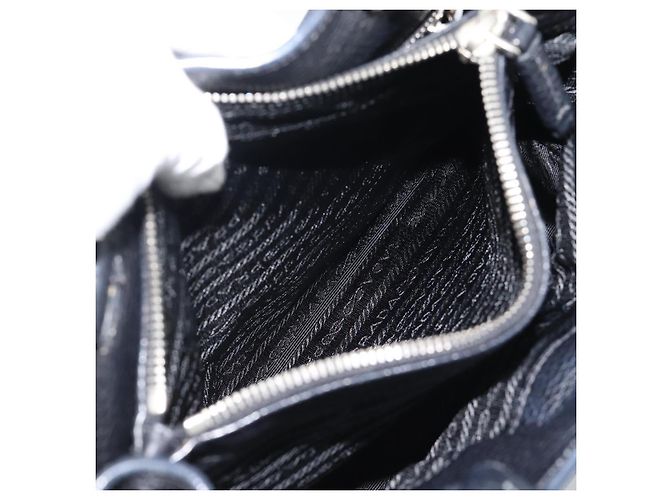PRADA Tote Bag em couro Vittero Dino Preto Prata - vista 23