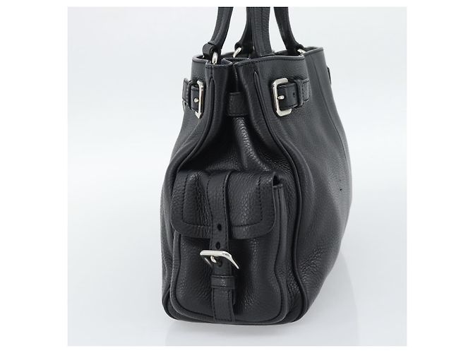PRADA Tote Bag em couro Vittero Dino Preto Prata - vista 5