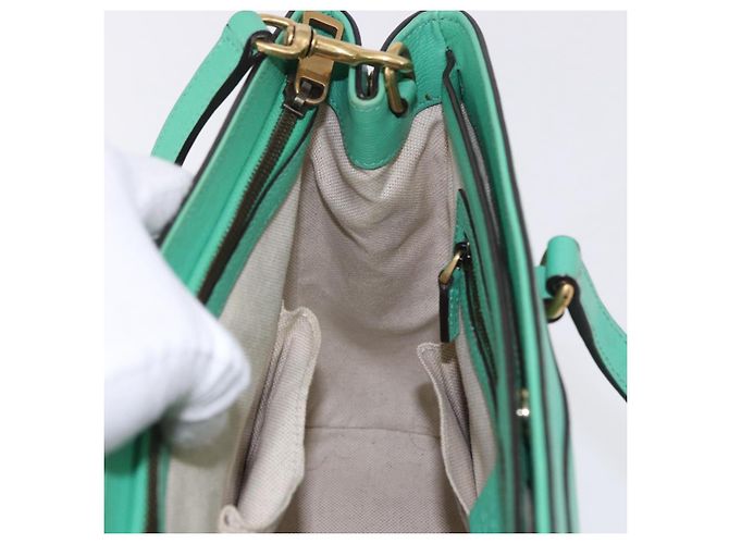 GUCCI Hand Bag Leather 2way Green Gold 319795 - vista 21