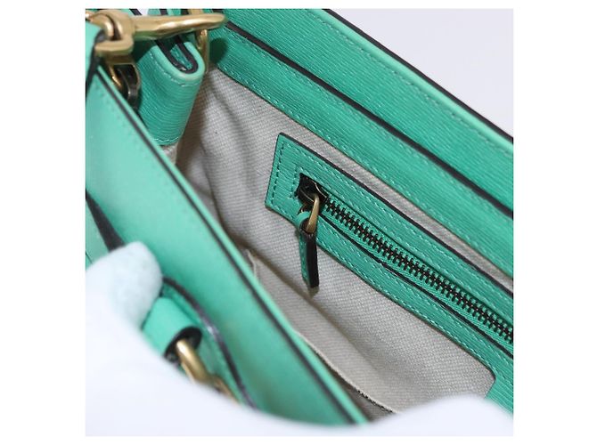 GUCCI Hand Bag Leather 2way Green Gold 319795 - vista 22