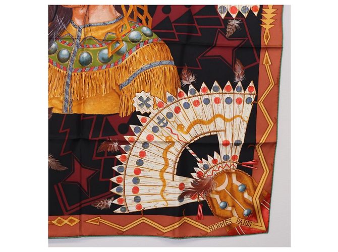 Hermès HERMES Carre90 Scarf Silk  Cosmogonie Apache  Brown Black - vista 10
