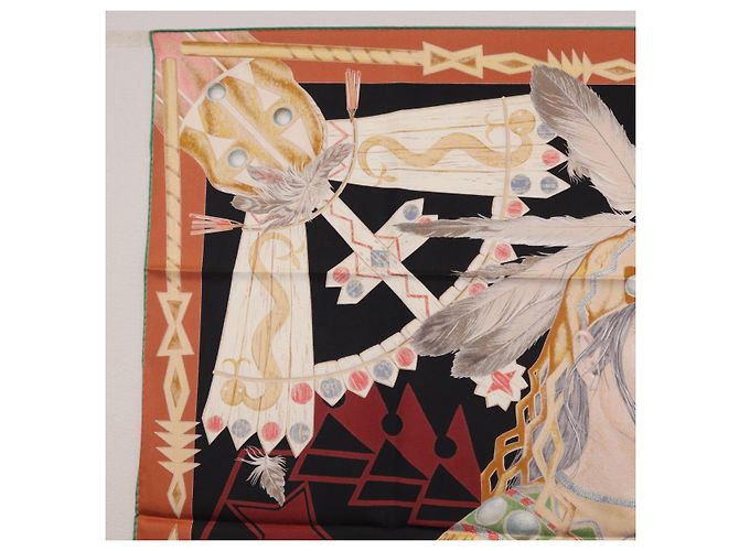 Hermès HERMES Carre90 Scarf Silk  Cosmogonie Apache  Brown Black - vista 14