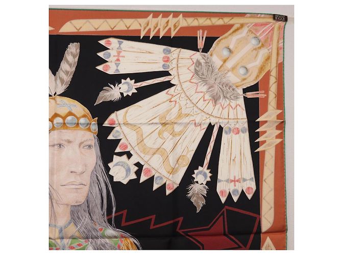 Hermès HERMES Carre90 Scarf Silk  Cosmogonie Apache  Brown Black - vista 16