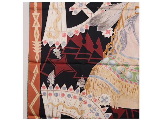 Hermès HERMES Carre90 Scarf Silk  Cosmogonie Apache  Brown Black - vista 17