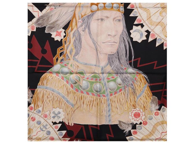 Hermès HERMES Carre90 Scarf Silk  Cosmogonie Apache  Brown Black - vista 18