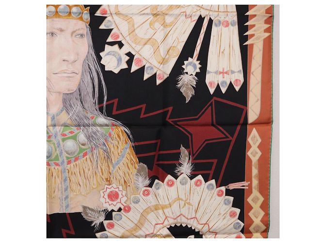 Hermès HERMES Carre90 Scarf Silk  Cosmogonie Apache  Brown Black - vista 19
