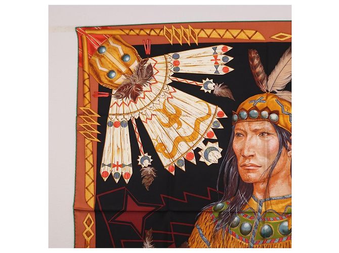 Hermès HERMES Carre90 Scarf Silk  Cosmogonie Apache  Brown Black - vista 2