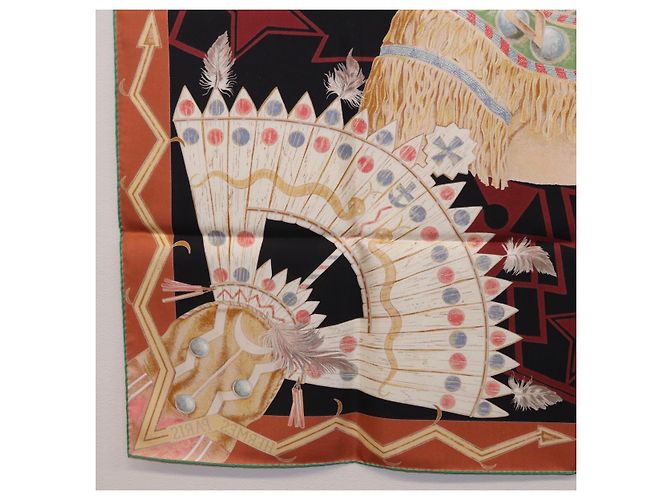 Hermès HERMES Carre90 Scarf Silk  Cosmogonie Apache  Brown Black - vista 20