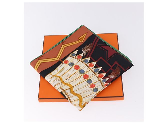 Hermès HERMES Carre90 Scarf Silk  Cosmogonie Apache  Brown Black - vista 24