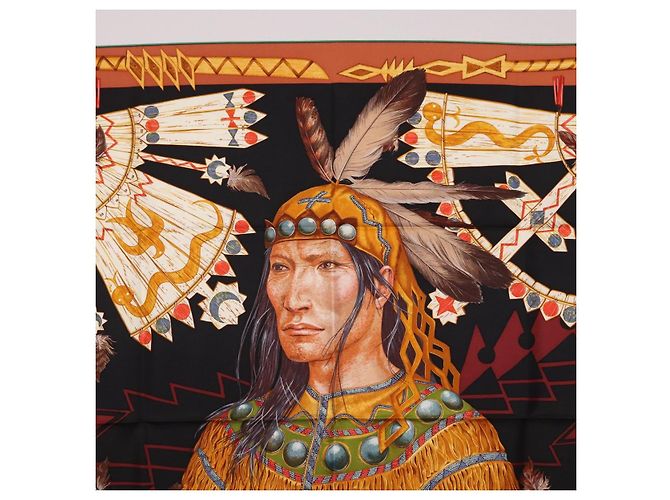 Hermès HERMES Carre90 Scarf Silk  Cosmogonie Apache  Brown Black - vista 3