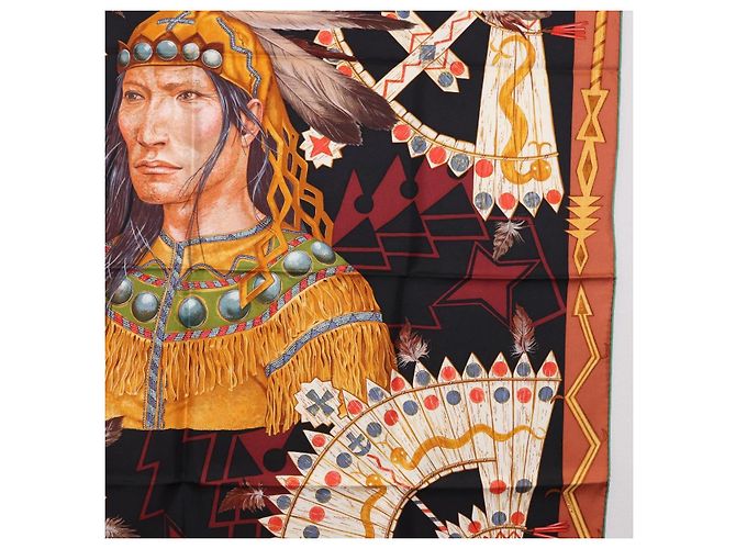 Hermès HERMES Carre90 Scarf Silk  Cosmogonie Apache  Brown Black - vista 7