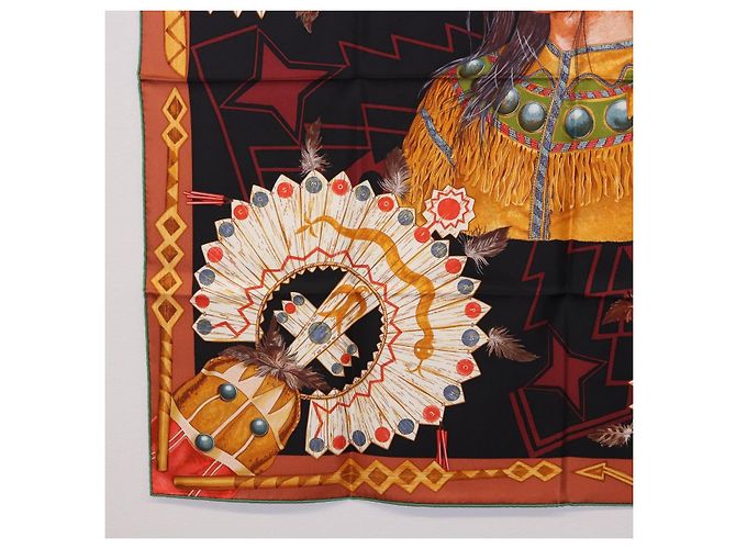 Hermès HERMES Carre90 Scarf Silk  Cosmogonie Apache  Brown Black - vista 8