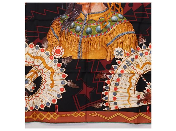 Hermès HERMES Carre90 Scarf Silk  Cosmogonie Apache  Brown Black - vista 9
