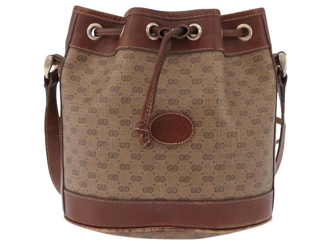 GUCCI Micro GG Supreme Shoulder Bag PVC Beige Gold 007 86 0044 - vista 2