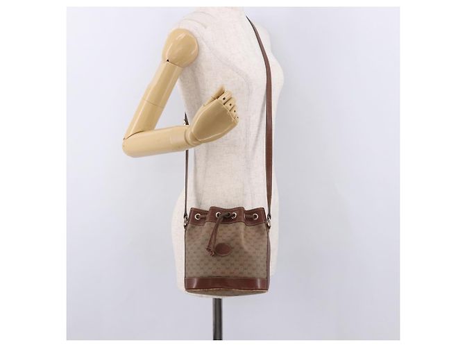 GUCCI Micro GG Supreme Shoulder Bag PVC Beige Gold 007 86 0044 - vista 22