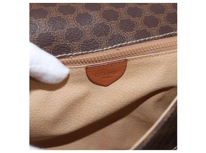 Céline CELINE Macadam Canvas Hand Bag PVC Leather Brown Gold - vista 18
