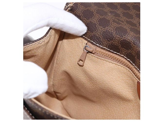 Céline CELINE Macadam Canvas Hand Bag PVC Leather Brown Gold - vista 23