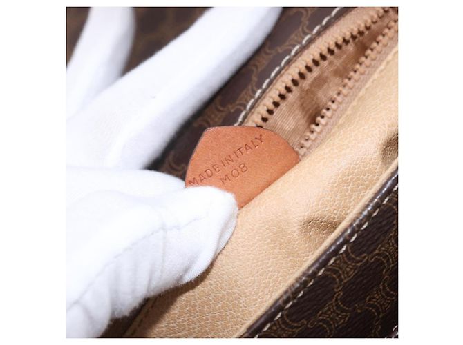 Céline CELINE Macadam Canvas Hand Bag PVC Leather Brown Gold - vista 25