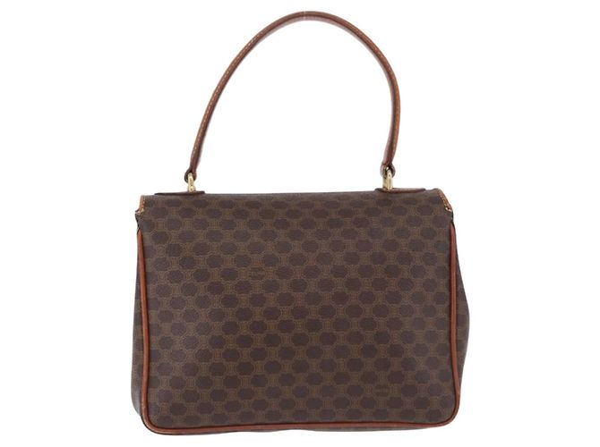 Céline CELINE Macadam Canvas Hand Bag PVC Leather Brown Gold - vista 3