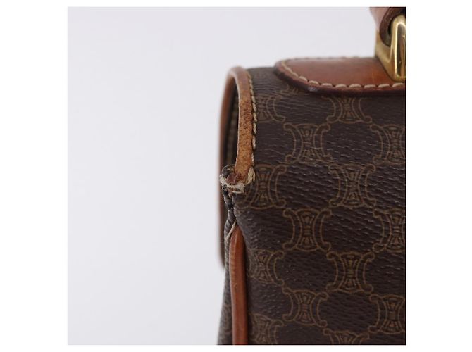 Céline CELINE Macadam Canvas Hand Bag PVC Leather Brown Gold - vista 4
