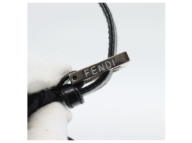 FENDI Mamma Baguette Shoulder Bag Cotton Black Silver - vista 14