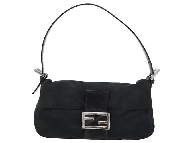 FENDI Mamma Baguette Shoulder Bag Cotton Black Silver - vista 2