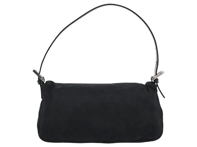FENDI Mamma Baguette Shoulder Bag Cotton Black Silver - vista 3