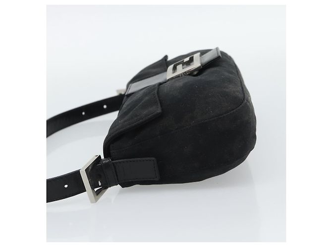 FENDI Mamma Baguette Shoulder Bag Cotton Black Silver - vista 4