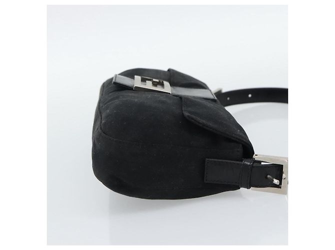 FENDI Mamma Baguette Shoulder Bag Cotton Black Silver - vista 5