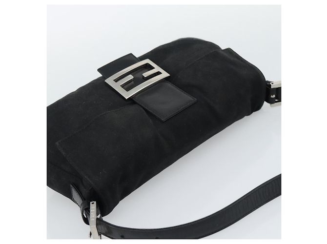 FENDI Mamma Baguette Shoulder Bag Cotton Black Silver - vista 6