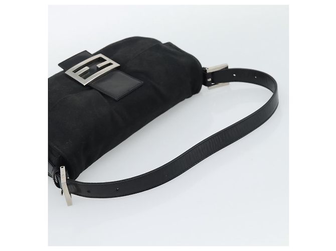 FENDI Mamma Baguette Shoulder Bag Cotton Black Silver - vista 7