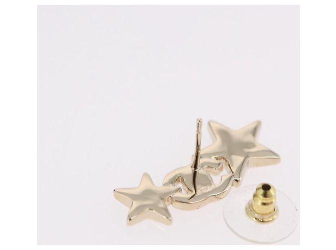 CHANEL Rhinestone COCO Mark Earring Metal Gold Tone CC - vista 6